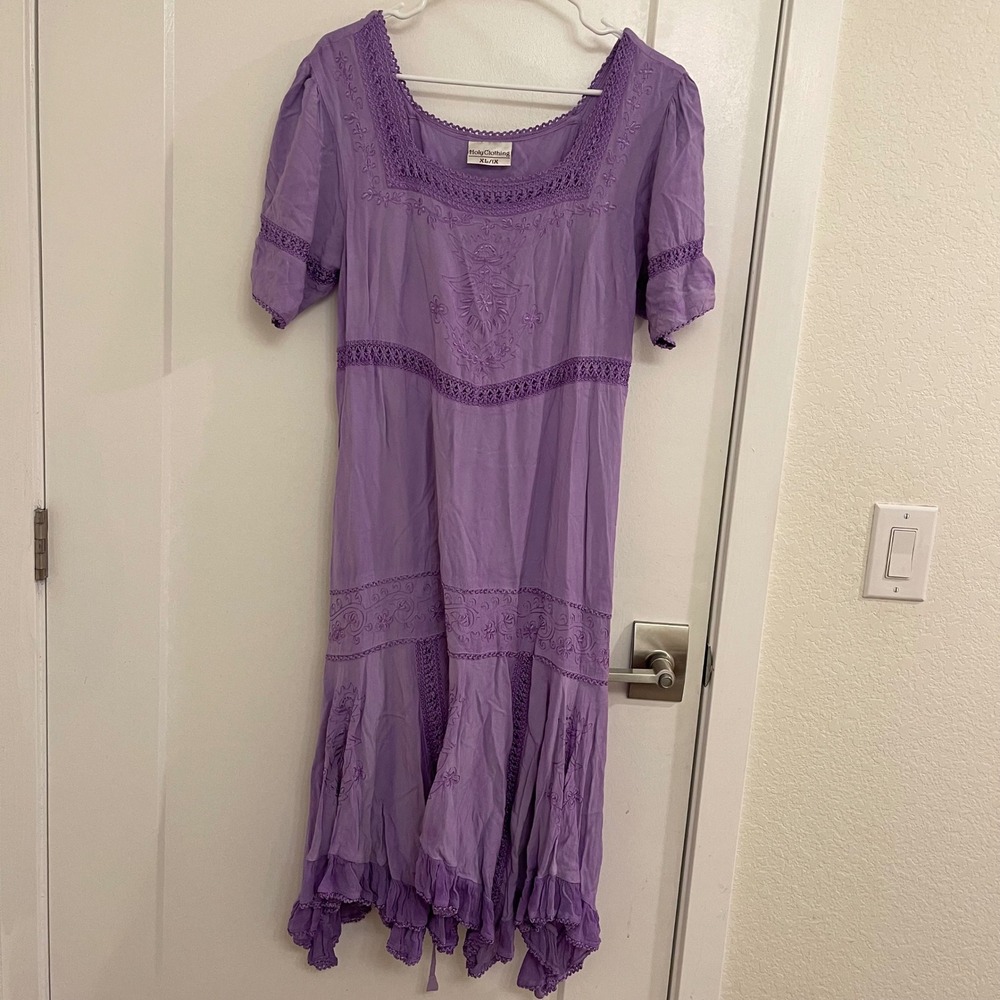 Holy Clothing Purple Renaissance Medieval Dress Fairycore Whimseygoth Lace Up